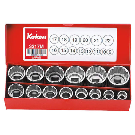 Koken 3/8 inch drive socket set metal storage case
