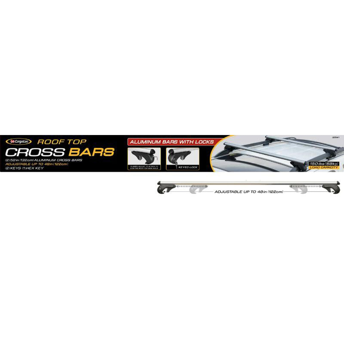 Cargoloc 2-piece aluminium roof crossbars with keyed locking mechanism