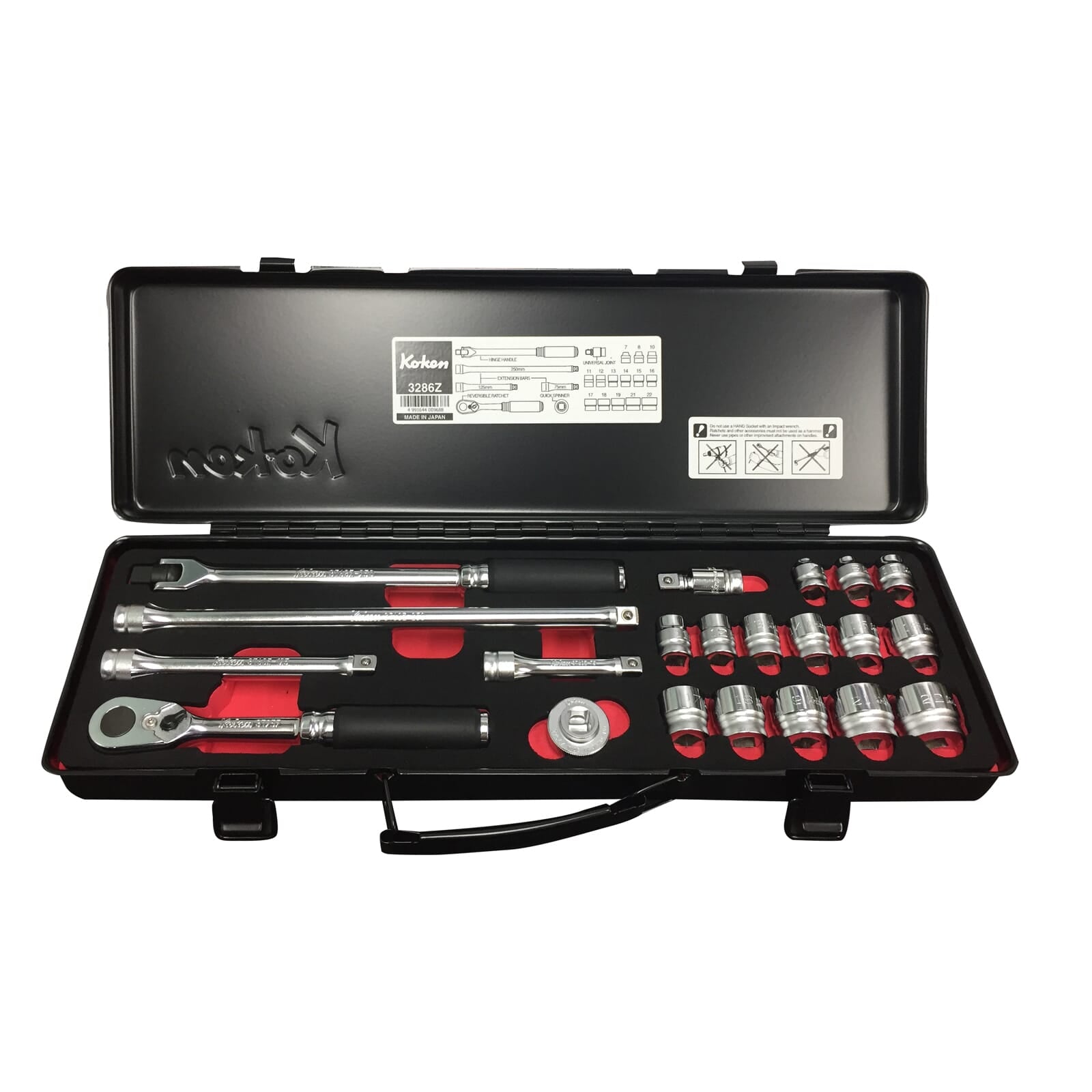 Koken 3/8" Dr 21pc Z Series Socket Set Metric 7 - 22mm (6 pt) | Hobeca