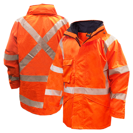 Esko Hi Vis-Rain Jacket ,Flame Retardant, Orange TTMC-Size 3XL