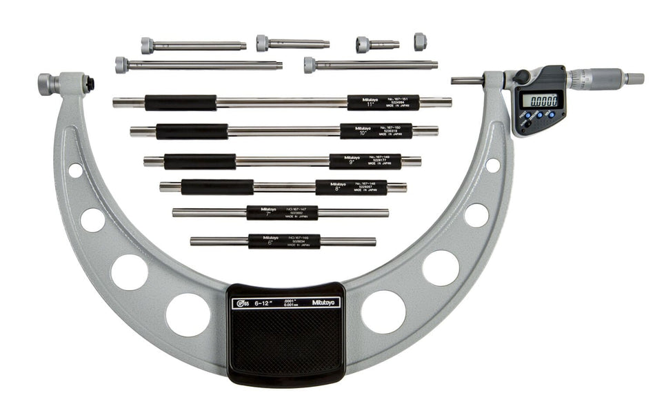 Mitutoyo Digimatic Outside Micrometer Set 6-12"/150-300mm Interchangeable Anvil Type IP65 Coolant Proof