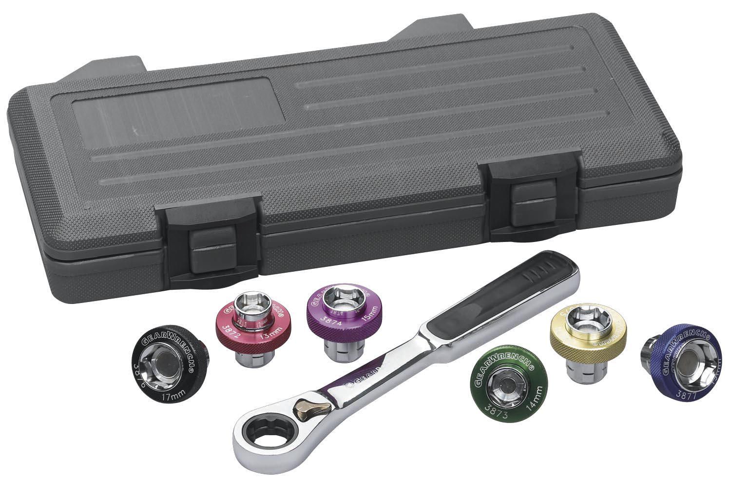 Gearwrench® Auto Specialty - Socket Set Magnetic Oil Drain Plug BlowMold Case 7Pc | Accent Tools