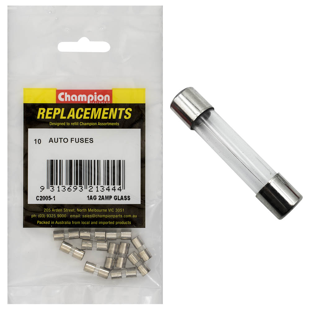 Champion 1Ag 2Amp Glass Fuse -10pk | ISL