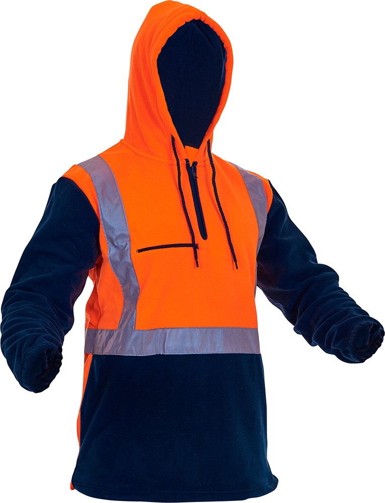 Hi-Vis D/N Polar Fleece 1/2 Zip Hoodie -Size XL