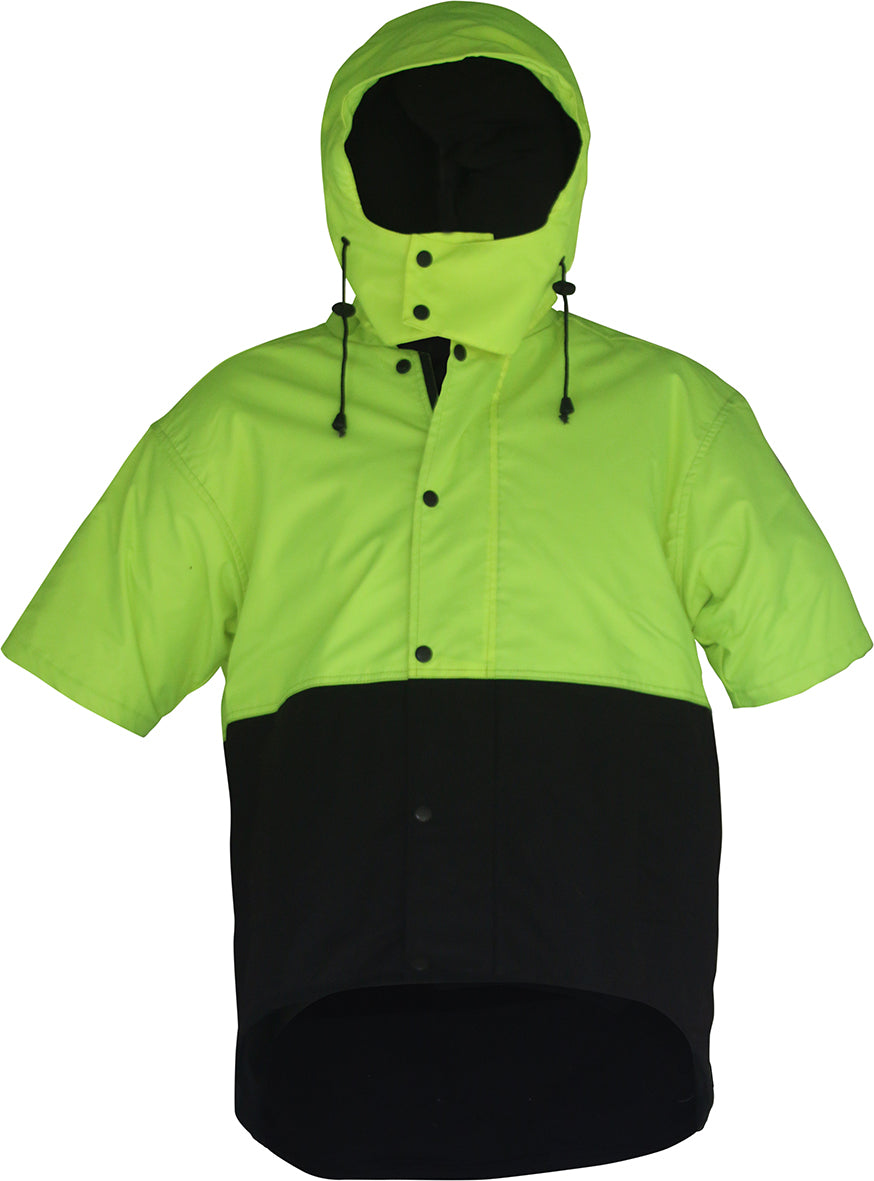 Caution Hooded D/O Oilskin Short Sleeve Vest | Esko