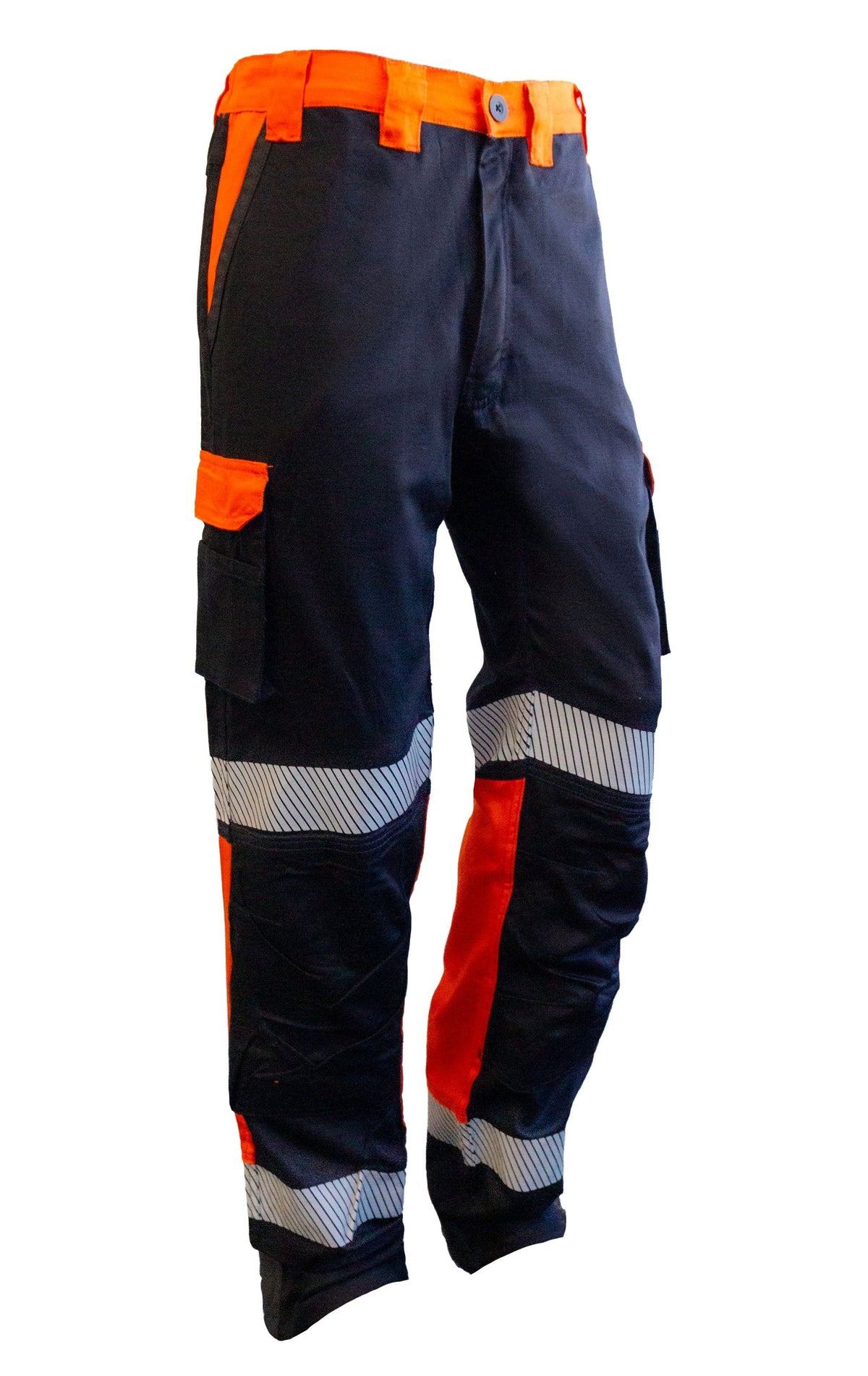 Esko 220gsm Light Cargo Trousers, RIPSTOP BLK/ORN Tape-Size 122