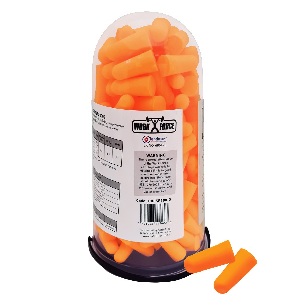 Earplug Dispenser Pk 100 pairs, Orange Bullet Shap | Esko