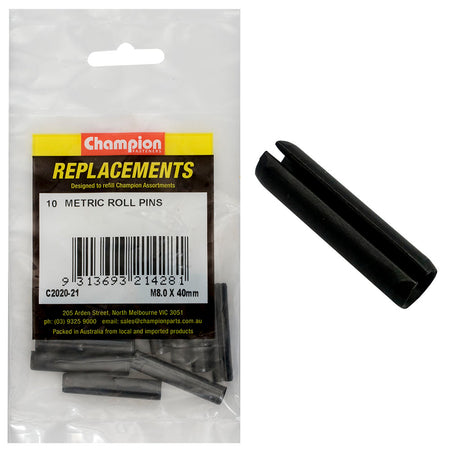 Champion 8.0 x 40mm Metric Roll Pin -10pk | ISL