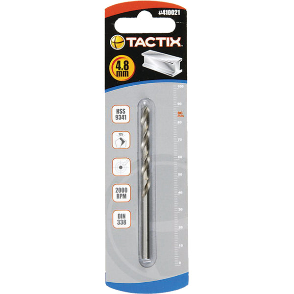 Tactix HSS twist drill bit 4.8mm DIN 338