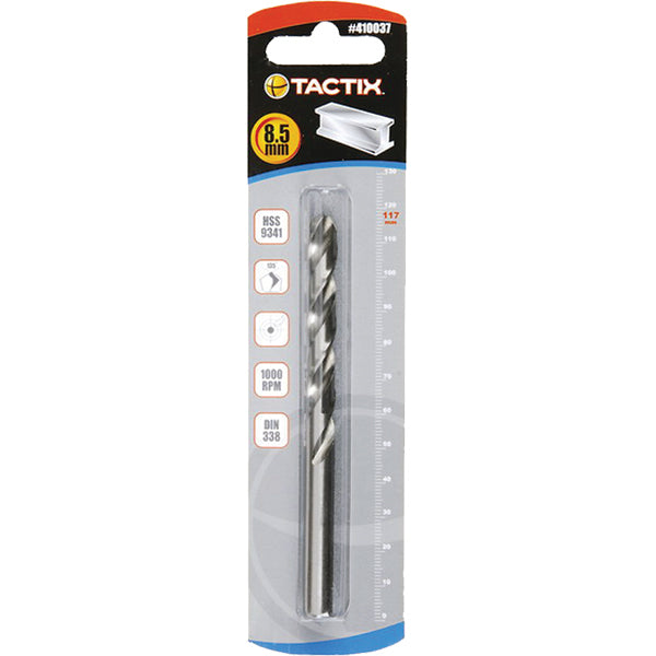 Tactix HSS twist drill bit 8.5mm DIN 338