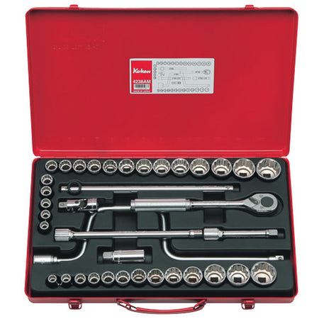 Koken 4238AM Socket Set 12pt 38pc 1/2"Dr 3/8-1.1/4" & 10-32mm | Hobeca