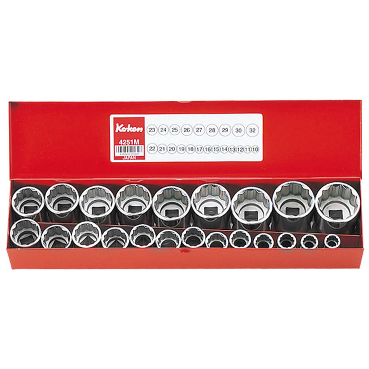Koken 4251A Socket Only Set 12pt 18pc 1/2"Dr 3/8-1.1/4" | Hobeca