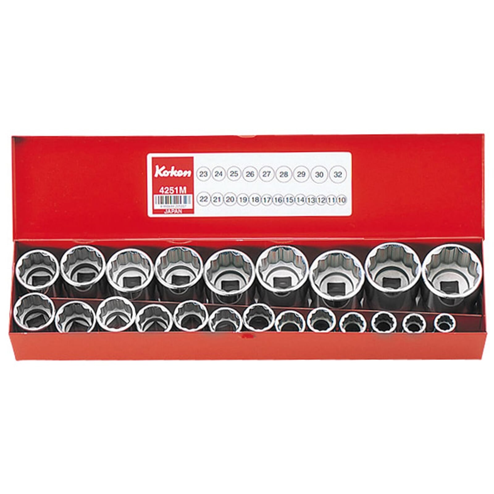 Koken 4251A Socket Only Set 12pt 18pc 1/2"Dr 3/8-1.1/4" | Hobeca