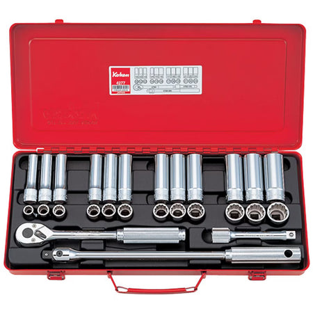 Koken 4277 socket set with 27 pieces, ratchet, extension and hinge bar