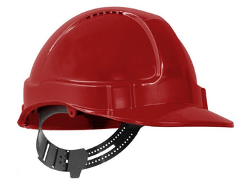 TUFF-NUT hard hat short peak vented red with 6-point PinLock harness