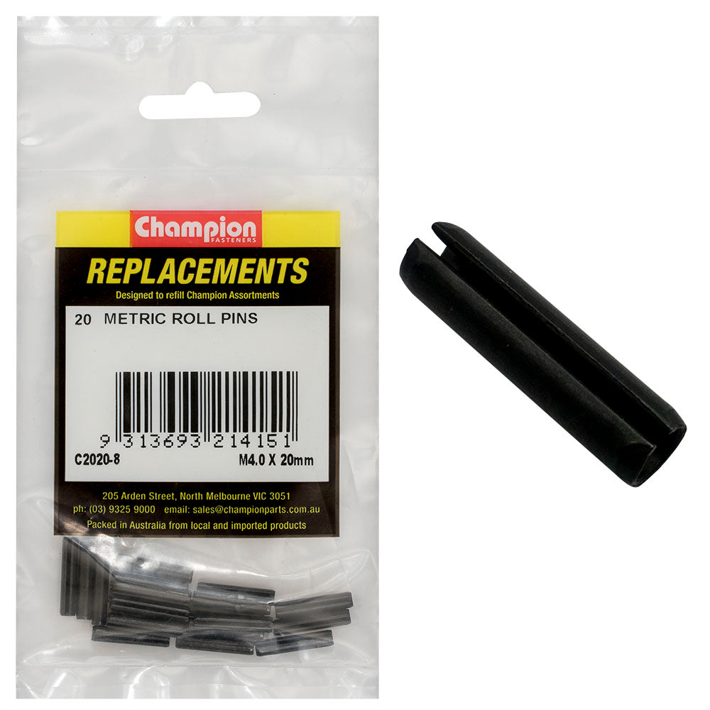 Champion 4.0 x 20mm Metric Roll Pin -20pk | ISL