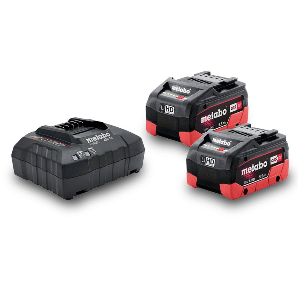Metabo 2x 18V 5.5Ah LiHD Battery & 1x Charger Kit