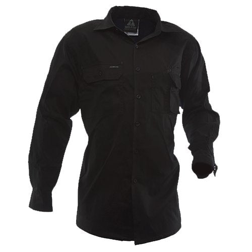 Clearance - Esko 170 gsm Cotton Shirt, Long Sleeve, Black-Size 2XL
