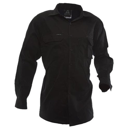 Clearance - Esko 170 gsm Cotton Shirt, Long Sleeve, Black-Size 2XL