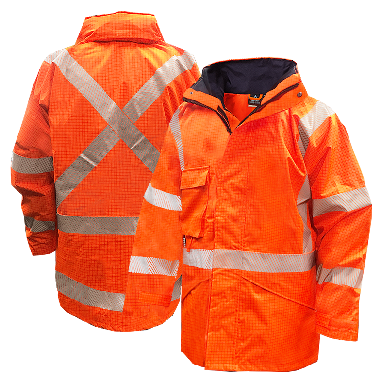 Esko Hi Vis-Rain Jacket ,Flame Retardant, Orange TTMC-Size 2XL