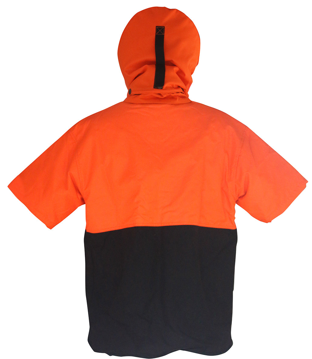 Caution Hooded D/O Oilskin Short Sleeve Vest | Esko