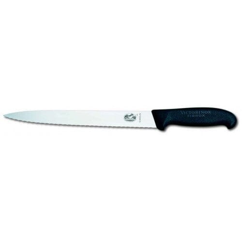 Victorinox Slicing Knife, 25cm Wavy Blade Black Handle | Hobeca