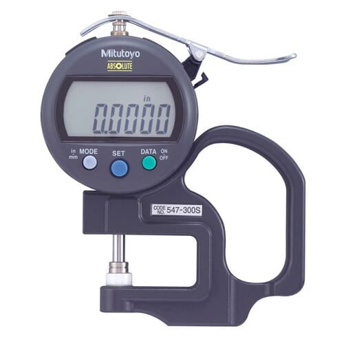 Mitutoyo Digimatic Thickness Gauge .400"/10mm Standard Type with Ceramic Spindle/Anvil | Hobeca
