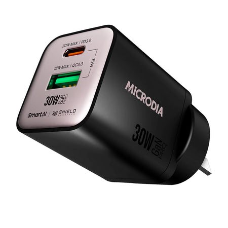 Microdia Smartcube Nano 30w Dual Port Gan Wall Charger - Black | Formula