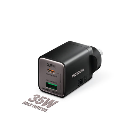 Microdia Smartcube Nano 35w Dual Port Gan Wall Charger - Black | Formula
