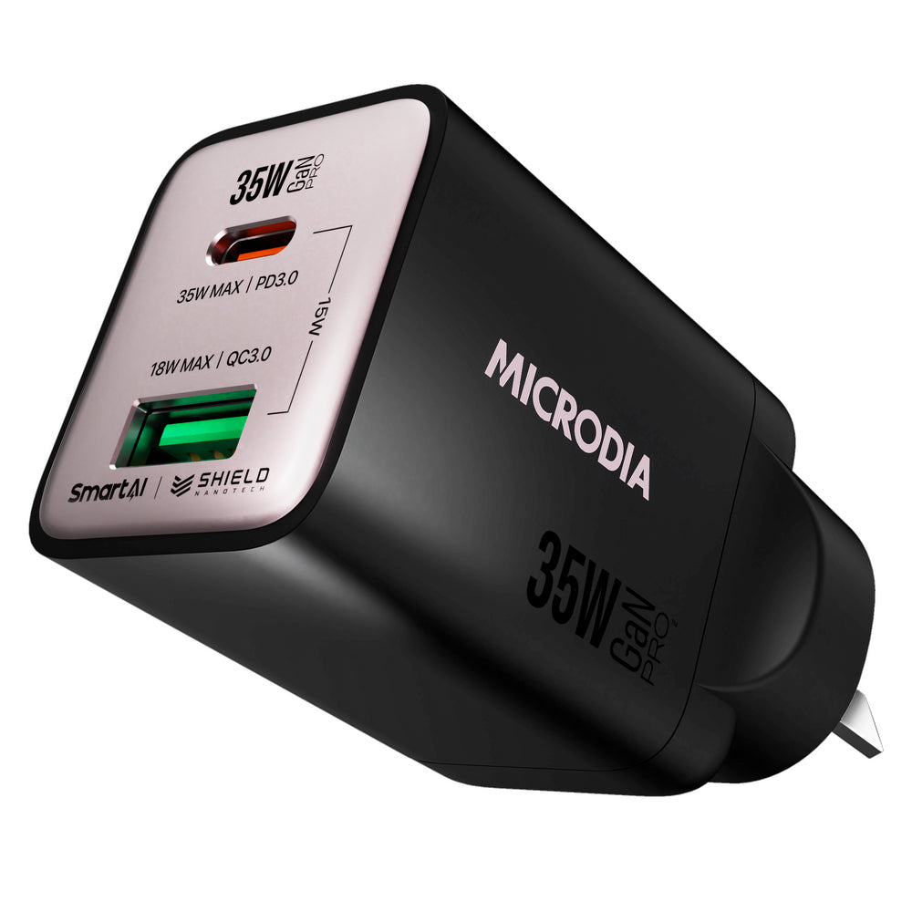 Microdia Smartcube Nano 35w Dual Port Gan Wall Charger - Black | Formula