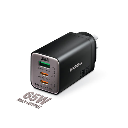 Microdia Smartcube Nano 65w Tri Port Gan Wall Charger - Black | Formula