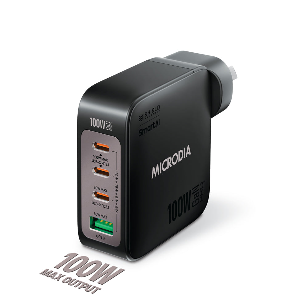 Microdia Smartcube Nano 100w 4 Port Gan Wall Charger - White | Formula