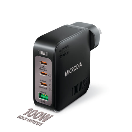 Microdia Smartcube Nano 100w 4 Port Gan Wall Charger - White | Formula