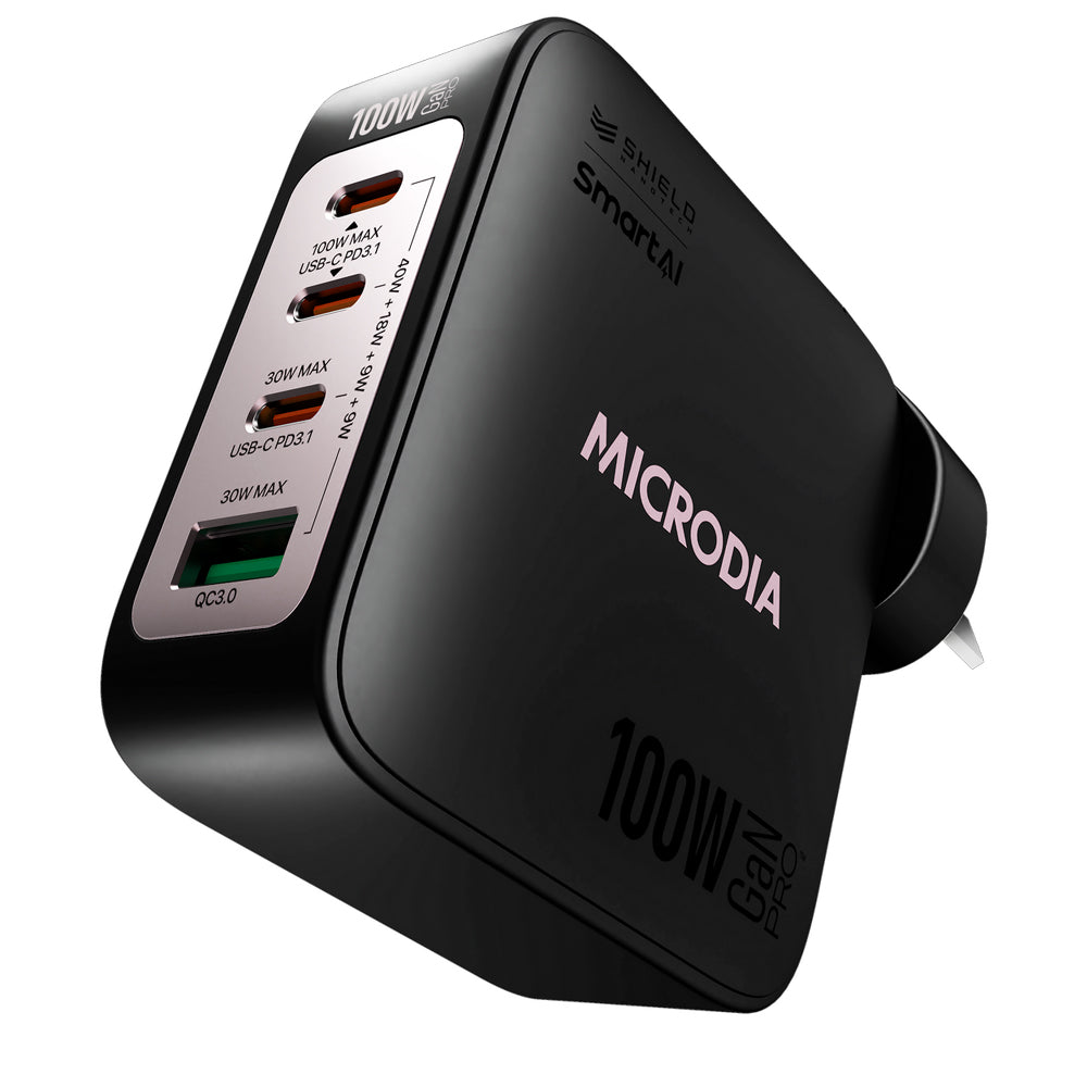 Microdia Smartcube Nano 100w 4 Port Gan Wall Charger - White | Formula