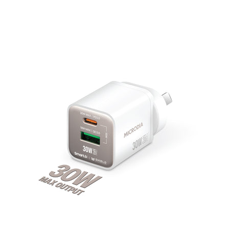 Microdia Smartcube Nano 30w Dual Port Gan Wall Charger - White | Formula
