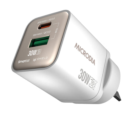 Microdia Smartcube Nano 30w Dual Port Gan Wall Charger - White | Formula