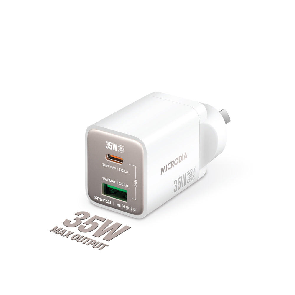 Microdia Smartcube Nano 35w Dual Port Gan Wall Charger - White | Formula