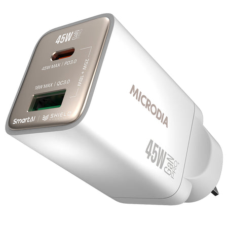 Microdia Smartcube Nano 45w Dual Port Gan Wall Charger - White | Formula