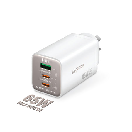 Microdia Smartcube Nano 65w Tri Port Gan Wall Charger - White | Formula