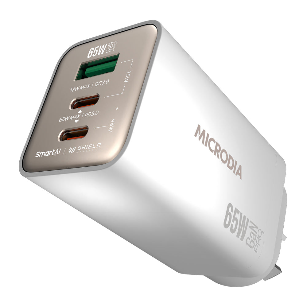 Microdia Smartcube Nano 65w Tri Port Gan Wall Charger - White | Formula