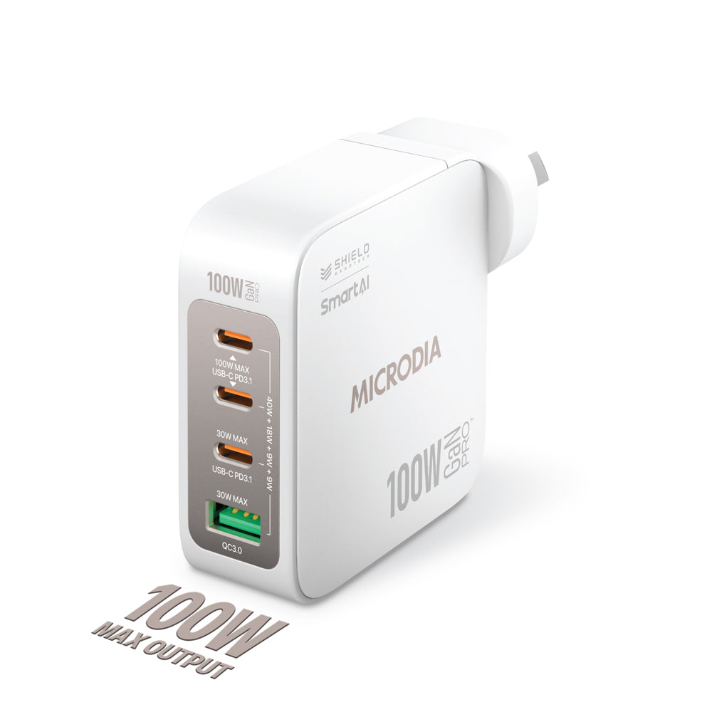 Microdia Smartcube Nano 100w 4 Port Gan Wall Charger - White | Formula