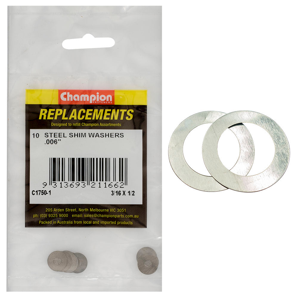 Champion 3/16in x 1/2in x .006in Shim Washer -10pk | ISL