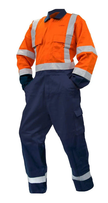 Clearance - Esko Overall LS, 240gsm Poly/Cotton, Orange/Navy DN