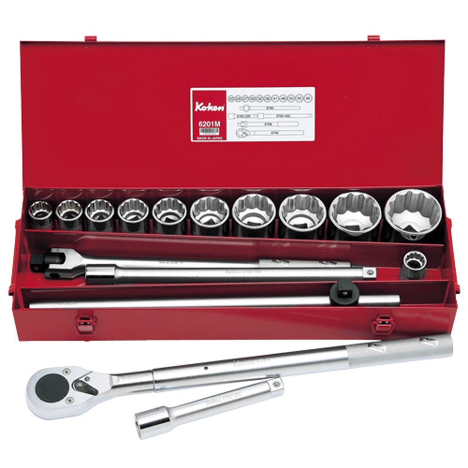 Koken 6201M Socket Set 12pt 16pc 3/4"Dr 22-60mm | Hobeca