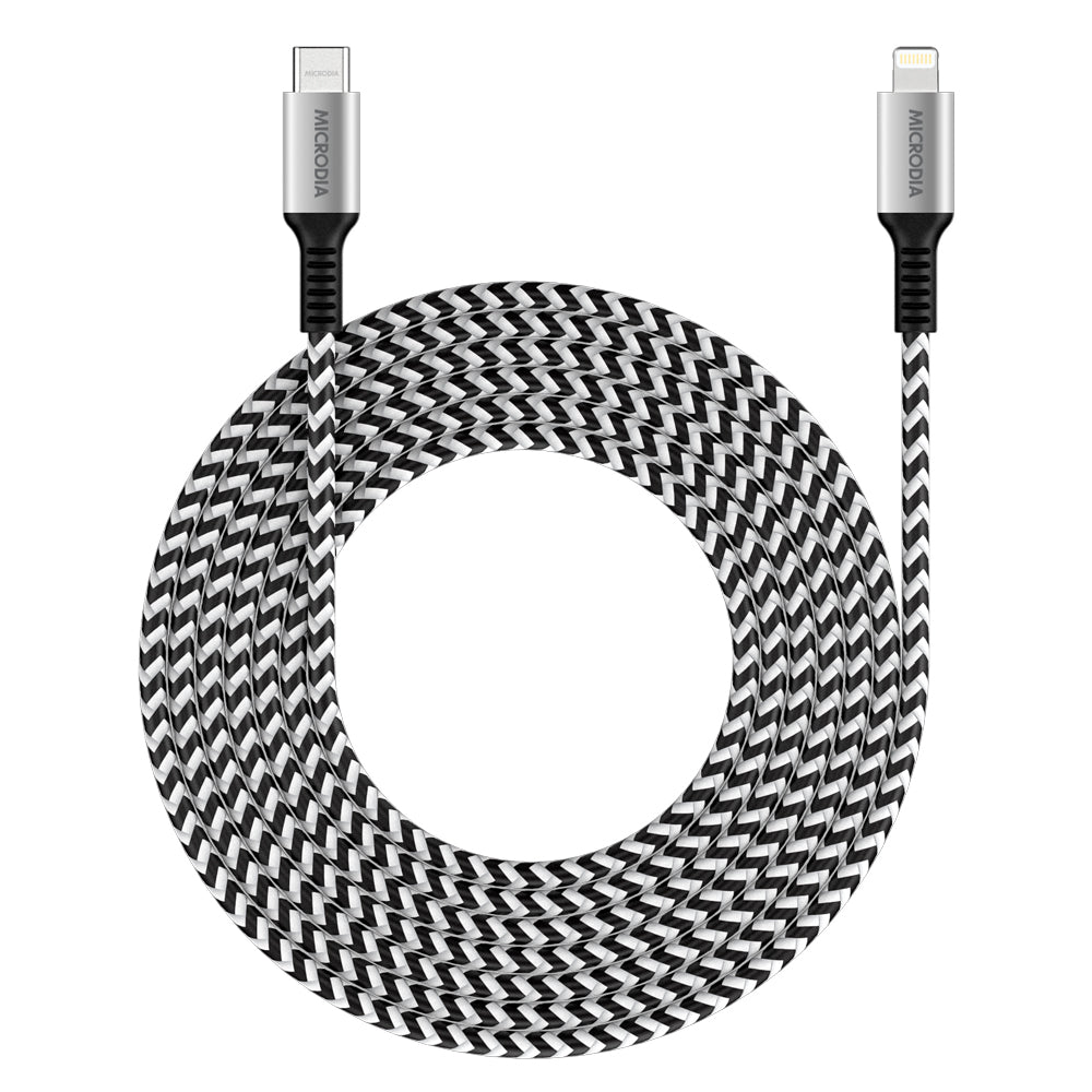 Microdia Execable Tweed Pd60w 2.6m Usb-C To Lightning Cable - Zebra | Formula