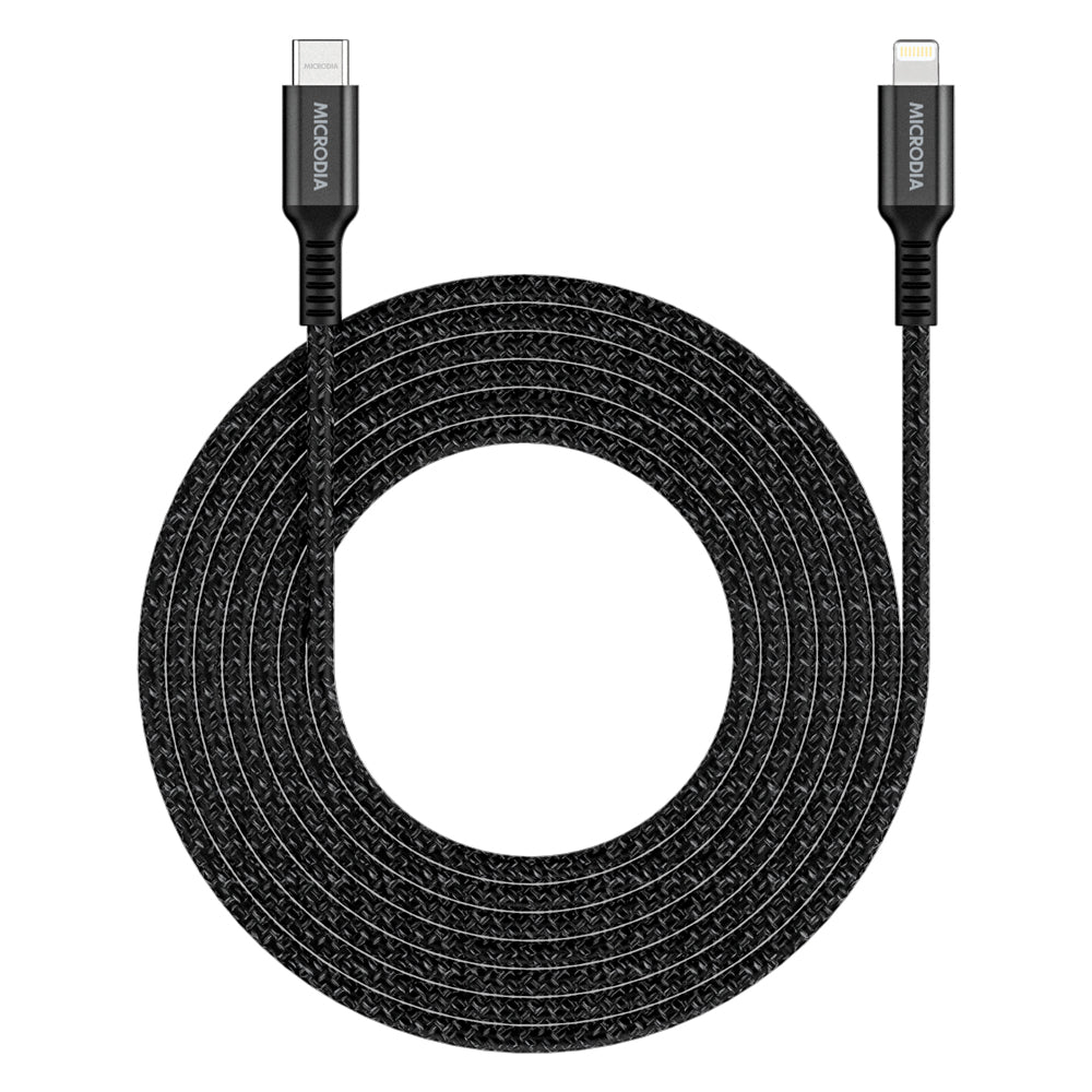 Microdia Execable Tweed Pd60w 2.6m Usb-C To Lightning Cable - Charcoal | Formula
