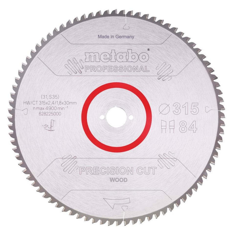 Metabo 315x30mm Z84 WZ 5 Neg. Precision Cut Wood Saw Blade - Professional