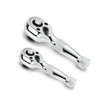 Powerbuilt 2pc 1/4" Dr & 3/8" Dr Stubby Ratchet Set | Alltrade