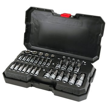 Powerbuilt 35PC, 1/4”, 3/8”, 1/2” Dr 35pc Male & Female Torx Socket Set | Alltrade