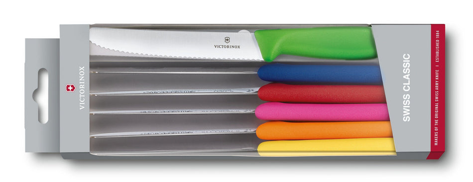 Victorinox Tomato & Table Knife Set - 6 piece Assort Colours | Hobeca